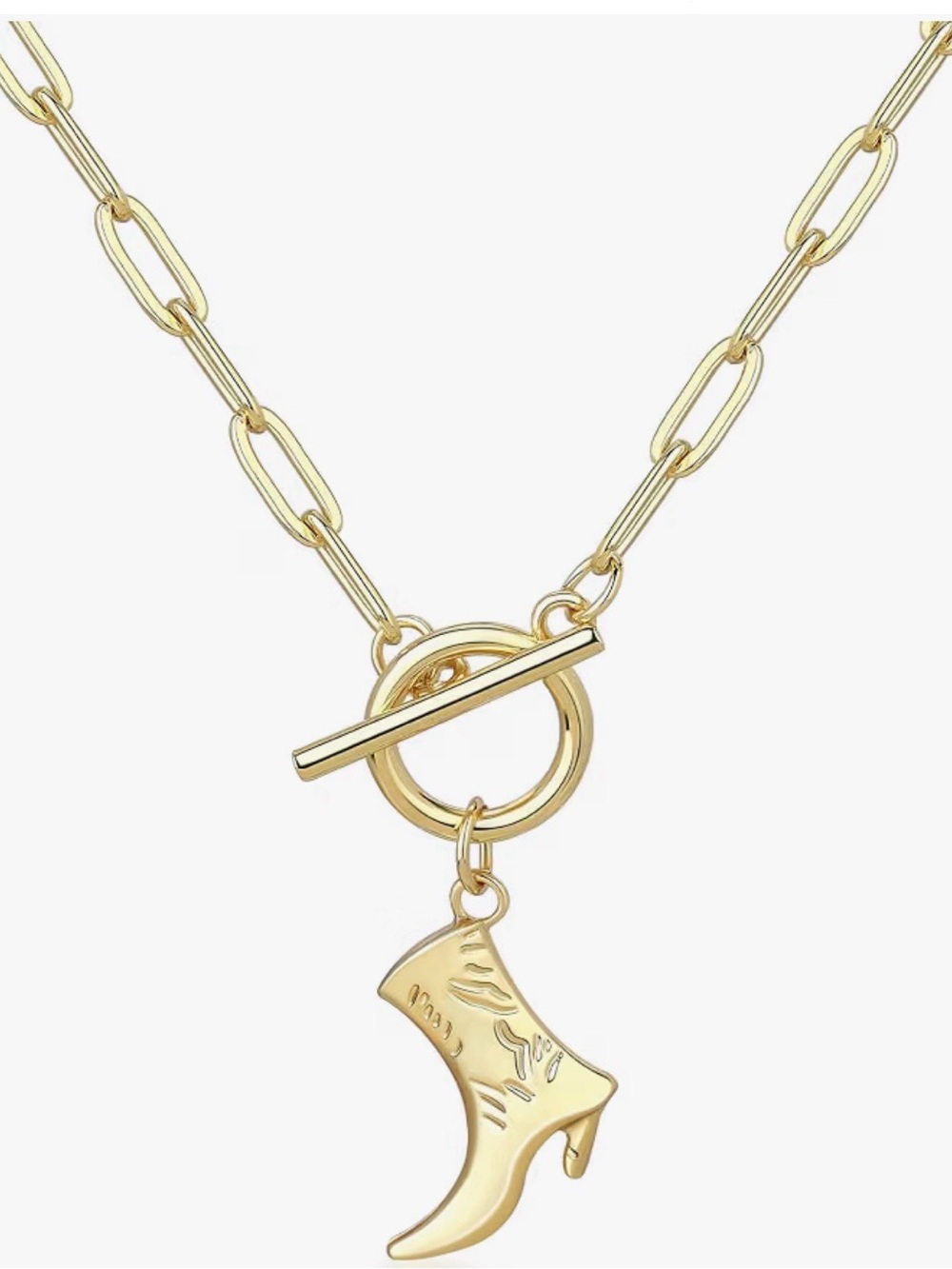 Gold-Tone Western Boot Charm Toggle Necklace - Women Jewelry